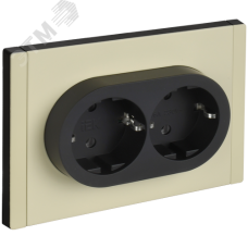 FORTE&PIANO Розетка 2-местная с заземлением без защитных шторок безвинтовое крепление 16А FP824M металл слоновая кость IEK