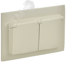 SKANDY Розетка 2-местная и крышкой 16А в сборе IP44 SK-R12B бежевый IEK