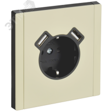 FORTE&PIANO Розетка 1-местная с заземлением с защитными шторками винтовое крепление 16А USB A+A 3,1А FP845M металл слоновая кость IEK