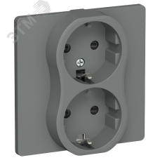 FLITE Розетка 2-местная с заземлением с защитными шторками 16А в сборе РСш12-0-К-ФлМА мокрый асфальт IEK