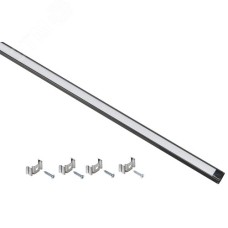 Профиль алюминиевый для светодиодной ленты 1607 накладной прямоугольный 2м с комплектом аксессуаров (опал) черный