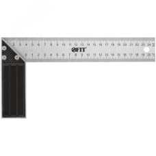 Угольник столярный, рифленая шкала, алюминиевое основание 250 мм
