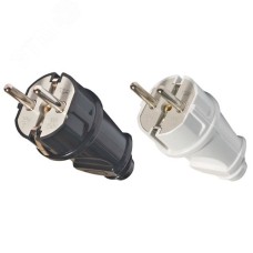 Вилка электрическая прямая с заземлением 16А 250В черная