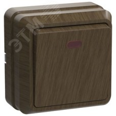 OKTAVA Выключатель 1-клавишный с индикацией для открытой установки 10А ВС20-1-1-ОД дуб GENERICA