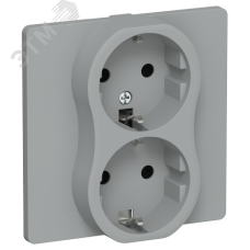 FLITE Розетка 2-местная с заземлением без защитных шторок безвинтовое крепление 16А в сборе РС12-1-К-ФлС серый IEK