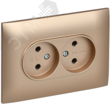 SKANDY Розетка 2-местная без заземления без защитных шторок 10А в сборе SK-R10Sa песочный IEK