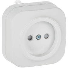 GLORY Розетка 1-местная для открытой установки без заземления с защитными шторками 10А РСш20-2-ХБм белый матовый IEK