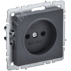 BRITE Розетка 1 пост без заземления с защитными шторками 10А РСш10-2-БрГ графит IEK