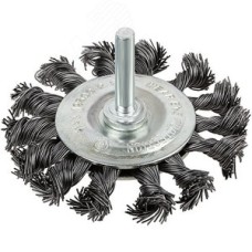 Кордщетка, тип ''колесо'', со штифтом, стальная витая проволока 100 мм
