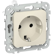 FLITE Розетка с заземлением без защитных шторок безвинтовое крепление 16А РС11-1-ФлСл сливочный IEK