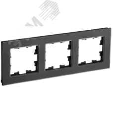 BRITE Рамка 3 поста РУ-3-2-Бр стекло черный матовый IEK