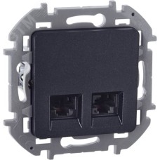 Розетка компьютерная двойная RJ45 категория 6 UTP антрацит INSPIRIA