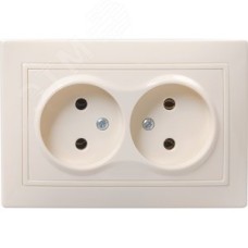 KVARTA Розетка 2-местная без заземления без защитных шторок 10А кер. РС12-2-Км кремовый GENERICA