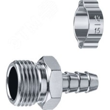 Переходник штуцер ''елочка'' 10 мм - 1/2''M, с обжимным хомутом Профессионал