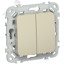 FLITE Выключатель 2-клавишный кнопочный 10А ВС12-2-0-ФлШ шампань IEK