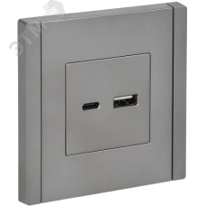 FORTE&PIANO Розетка USB A+C 18Вт FP551 сталь IEK