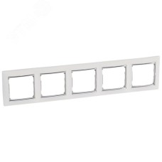 Рамка 5-местная белый (серебряный штрих) VALENA