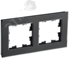 BRITE Рамка 2 поста РУ-2-2-Бр стекло черный матовый IEK