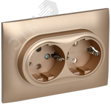 SKANDY Розетка 2-местная с заземлением без защитных шторок 16А в сборе SK-R08Sa песочный IEK