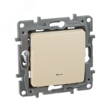 Выключатель 1-клавишный с подсветкой/индикацией 10А безвинтовое крепление слоновая кость ETIKA