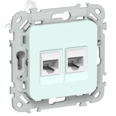 FLITE Розетка 2-местная RJ45/RJ11 категория 5Е/3 UTP РКТ5е/3-2-0-ФлХЛ холодный лед IEK