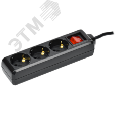 Удлинитель У03К 3 места с заземлением 1,5м 3х1мм2 16А 250В черный