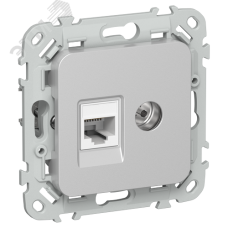 FLITE Розетка 2-местная RJ45/TV категория 6 UTP РКТВ6-2-0-ФлА алюминий IEK