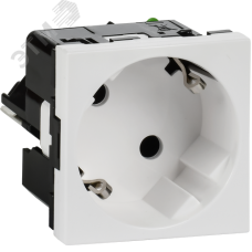 Розетка 45град с заземляющим контактом без защитной шторки и безвинтовым зажимом (2 модуля) белая