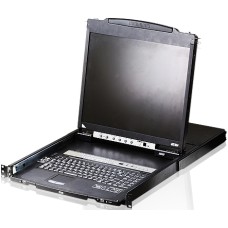 Консоль управления, LCD 19"(1280x1024), лат./рус. клав., 16-портовый KVM-переключатель,  +1 remote user(SPHD18(Male)),2хUSB(Тип а Female),  KVM-порты: SPHD15(Female), каскадирование./ 16P Dual RAIL LCD KVMP SWITCH 19INCH