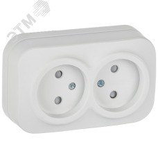 GLORY Розетка 2-местная для открытой установки без заземления с защитными шторками 10А РСш22-2-ХБм белый матовый IEK