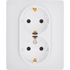 Розетка 2-местная с заземлением с защитными шторками 16А в сборе белый INSPIRIA