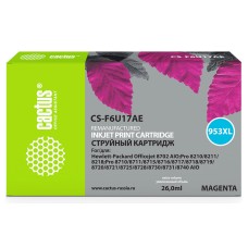 -/ Картридж струйный Cactus CS-F6U17AE 953XL пурпурный (26мл) для HP OJ Pro 7740/8210/8218/8710/8715
