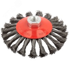 Кордщетка-колесо с наклоном, гайка М14, стальная витая проволока 125 мм