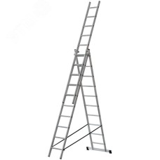 Лестница трехсекционная алюминиевая, 3x10 ступеней, H=285/481/674 см, вес 12.19 кг