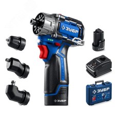 Дрель-шуруповерт модульная КОМБИ 3, 12 В, 45 Н·м, 2 АКБ тип Т7 2 А·ч, BRUSHLESS, кейс, Профессионал