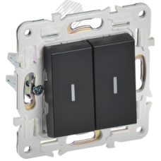 SKANDY Выключатель 2-клавишный проходной с индикацией 10А SK-V10Bl черный IEK