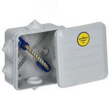 Коробка уравнивания потенциалов 100х100х50мм КУП КМ41361 с защелкивающейся крышкой  IP44 6 гермовводов (RAL 7035)