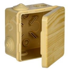 Коробка распределительная КМ 80х80х50мм для наружного монтажа с откидной крышкой  IP54 7 вв. сосна