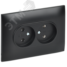 SKANDY Розетка 2-местная без заземления без защитных шторок 10А в сборе SK-R10Bl черный IEK