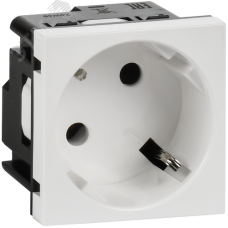 Розетка 45град с заземляющим контактом без защитной шторки и винтовым зажимом (2 модуля) белая