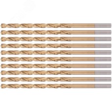 Сверла HSS по металлу, удлиненные, титановое покрытие 5.5х139 мм (10 шт)