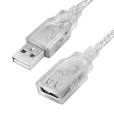GCR PRO Удлинитель PROF 3.0m USB 2.0 AM/AF для энергоемких устройств, феррит. кольца, прозрачный, 28/24 AWG, медь, экран, армированный, морозостойкий