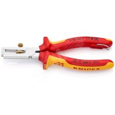 Стриппер VDE 1000V для одно- много- и тонкожильного кабеля зачистка: 5 мм (10 мм AWG 7) с пружиной L-160 мм диэлектрический регулировочный винт для настройки хромированный 2-компонентные рукоятки крепление для страховки