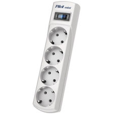 Сетевой фильтр Pilot Mini 4 розетки (евро с заземлением), 10А/2.2кВа, автомат, 3 м/ Surge protector Pilot Mini 4 euro outlets, 10A / 2.2kVt, automatic circuit-breaker, 3 m