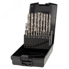 Набор сверл по металлу, индустриальных, 19 предметов, 1,0-10,0 мм x 0,5, DIN 338, HSS-G, Тип N, 5xD