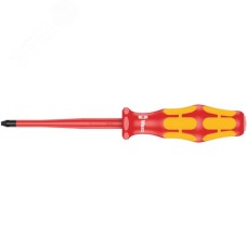 Отвёртка диэлектрическая крестовая 162 iSS PH VDE с зауженным рабочим концом и уменьшенным диаметром рукоятки PH 1X80 мм