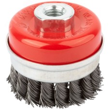 Кордщетка-чашка, гайка М14, стальная витая проволока с бандажом, Профи 65 мм