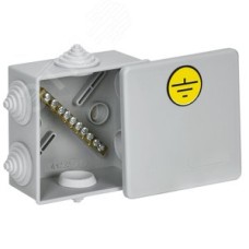 Коробка уравнивания потенциалов 85х85х40мм КУП КМ41360 с защелкивающейся крышкой  IP44 6 гермовводов (RAL 7035)