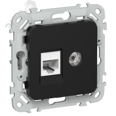 FLITE Розетка 2-местная RJ45/TV категория 5Е UTP РКТВ5е-2-0-ФлЧ черный IEK