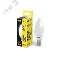 Лампа светодиодная C35 свеча 5Вт 230В 4000К E14